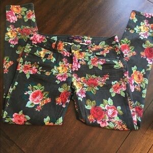 - Material Girl Floral Print on Black Denim Jeans